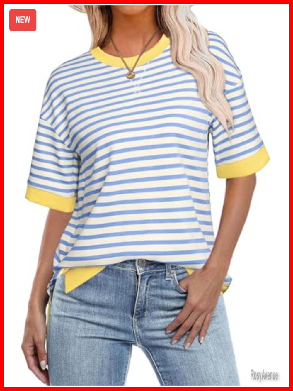 Glamaker Short Sleeve Lightweight Sweatshirt Women Crewneck Striped Pullover